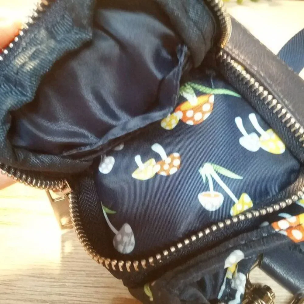 No Boundaries Mushroom Print Blue Water Bottle Bag with Pockets | Crossbody